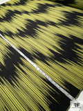 Large Scale Hazy Zig Zag Cotton Brocade - Kiwi Green / Black