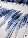 Painterly Brushstroke Printed Stretch Cotton Sateen Panel - Blue / Off-White