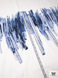 Painterly Brushstroke Printed Stretch Cotton Sateen Panel - Blue / Off-White