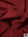Floral and Striped Textured Viscose Jacquard - Maroon / Black
