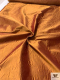 Iridescent Art Deco Swirl Textured Emboss-Look Silk Taffeta - Copper Orange