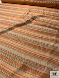 Made in France Multi-Patterned Striped Brocade - Orange / Tan / Brown