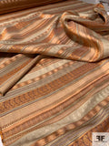 Made in France Multi-Patterned Striped Brocade - Orange / Tan / Brown