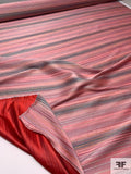 Made in France Stripe Stitched Novelty Brocade - Coral / Multicolor