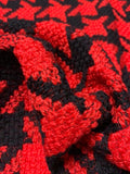Italian Houndstooth Wool Tweed - Red / Black