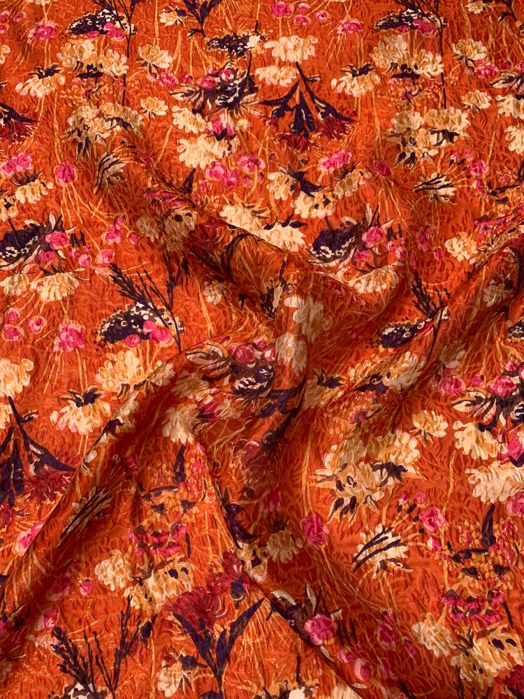 Anna Sui Textured Floral Cloqué Jacquard Silk Nylon Blend Organza ...
