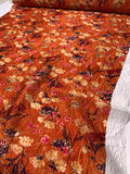 Anna Sui Textured Floral Cloqué Jacquard Silk Nylon Blend Organza - Pumpkin Orange / Plum