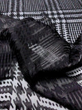 Large-Scale Glen Plaid Burnout Silk Chiffon - Black