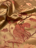 Monkeys on Vines Silk Satin Brocade - Tan-Gold / Mauve