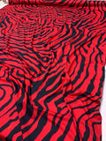 Zebra Printed Stretch Rayon Jersey Knit - Navy / Red