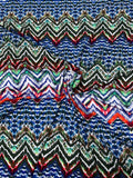 Tropical Boho Chevron Printed Rayon Spandex Jersey Knit - Green / Blue / Multi