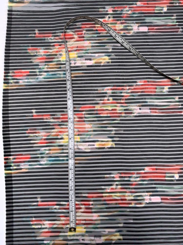 Italian Mystical Floral Pleated Polyester Organza - Black / Red / Green