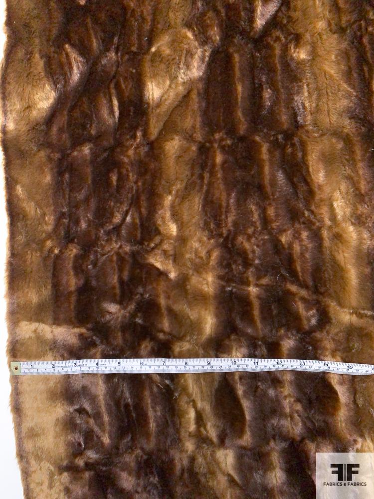 Ultra Soft Embossed Vertical Striped Faux Fur - Brown / Caramel ...
