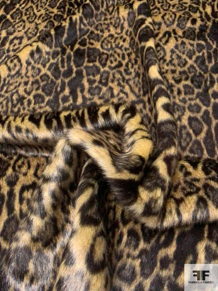 Leopard Pattern Faux Fur - Brown / Black | FABRICS & FABRICS – Fabrics ...