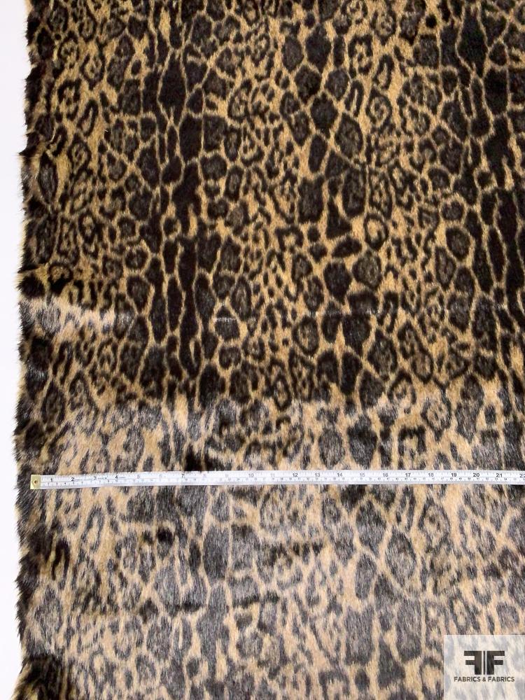 Leopard Pattern Faux Fur - Brown / Black | FABRICS & FABRICS – Fabrics ...