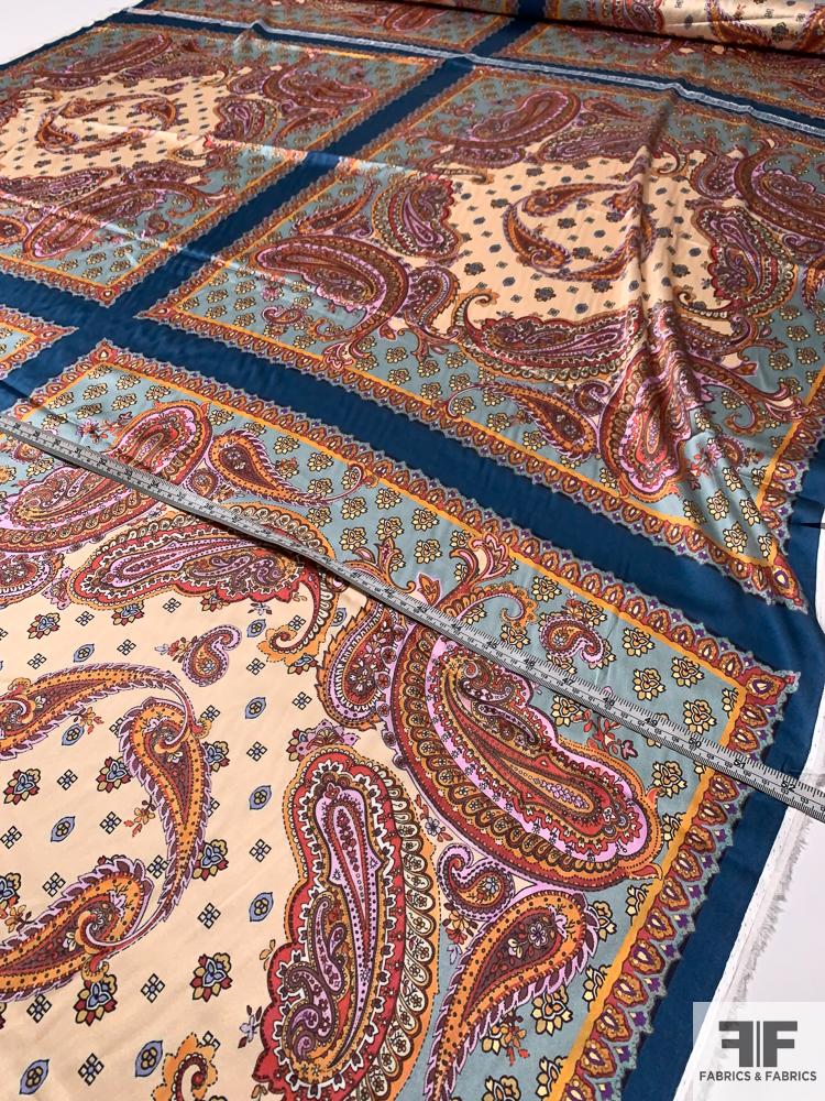 – Multicolor Paisley Scarf Stretch Charmeuse Fabrics & - Silk & | Panel Printed FABRICS FABRICS Fabrics Motif