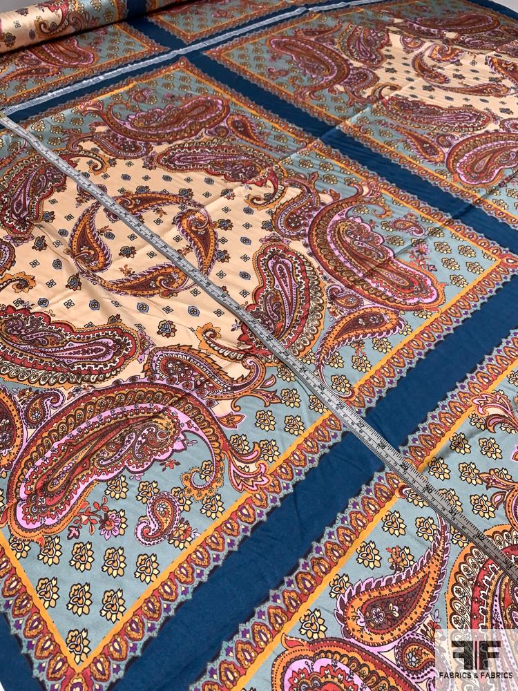 neuestes Schnäppchen Paisley Scarf Motif Printed Fabrics & | Fabrics – Panel Stretch Charmeuse - Silk Multicolor & FABRICS FABRICS