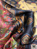 Scarf Motif Printed Stretch Silk Charmeuse Panel - Multicolor