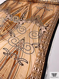 Large-Scale Art Nouveau Printed Stretch Silk Charmeuse - Beige / Caramel / Brown