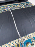 Art Nouveau Printed Stretch Silk Charmeuse Panel - Teal / Olive / Purple Black