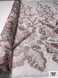 Feminine Floral Embroidered Fine Lace Tulle - Mauve / Grey / White