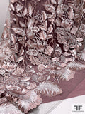 Feminine Floral Embroidered Fine Lace Tulle - Mauve / Grey / White