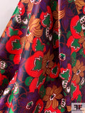 Italian Floral Printed Stretch Polyester Satin - Multicolor
