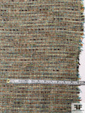 Loosely Woven Acrylic Blend Boucle Tweed - Turqouise / Moss Green / Brown