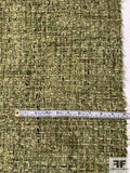 Italian Wool-Acrylic Boucle Tweed - Shades of Green