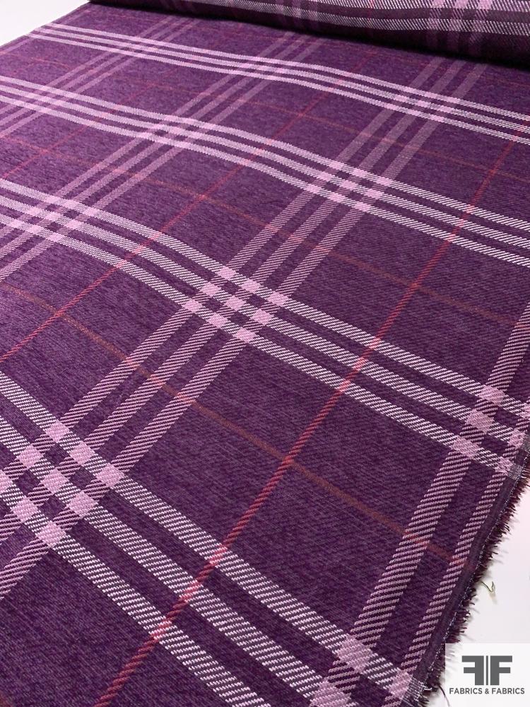 Large Scale Plaid Chenille Jacket Weight Suiting - Purple / Berry / Pink