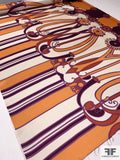 Groovy 80s Floral Printed Silk Twill Panel - Orange / Plum / Purple / Brick