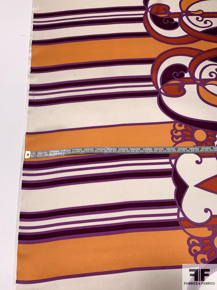 Groovy 80s Floral Printed Silk Twill Panel - Orange / Plum / Purple ...