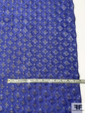 Lattice Pattern Rayon Lurex Fil Coupé - Iris Purple / Gold