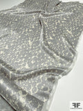 Abstract Printed Silk Charmeuse with Lurex Thread Detailing - Grey / Cream / Silver