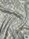 Abstract Printed Silk Charmeuse with Lurex Thread Detailing - Grey / Cream / Silver