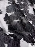 Italian Floral Silk and Lurex Fil Coupé - Black