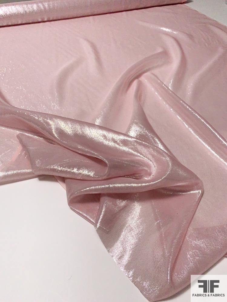 Silk Chiffon with Metallic Lurex Micro Pinstripe - Ballet Slipper Pink / Silver