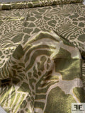 Made in France Animal Pattern Printed Silk Lamé - Olive Green / Gold