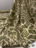 Made in France Animal Pattern Printed Silk Lamé - Olive Green / Gold