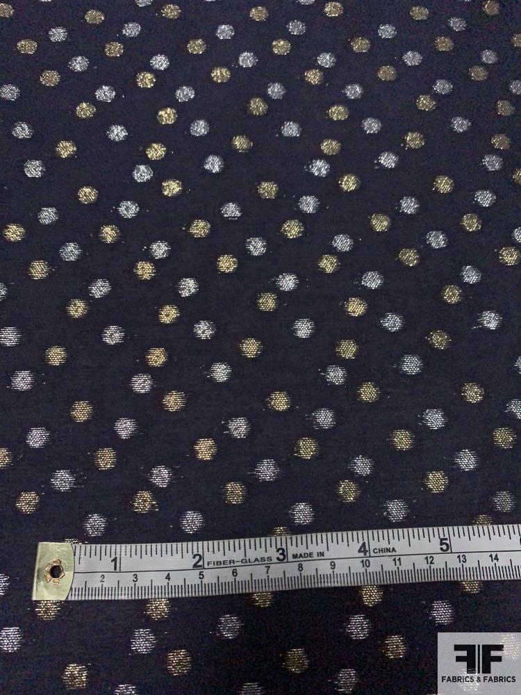 Italian Cotton Blend Voile with Lurex Dots - Navy/Gold/Silver | FABRICS ...