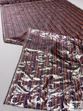 Made in Switzerland Double-Layered Striped and Floral Jacquard Brocade Lamé - Pinks / Purples / Silver