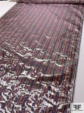 Made in Switzerland Double-Layered Striped and Floral Jacquard Brocade Lamé - Pinks / Purples / Silver