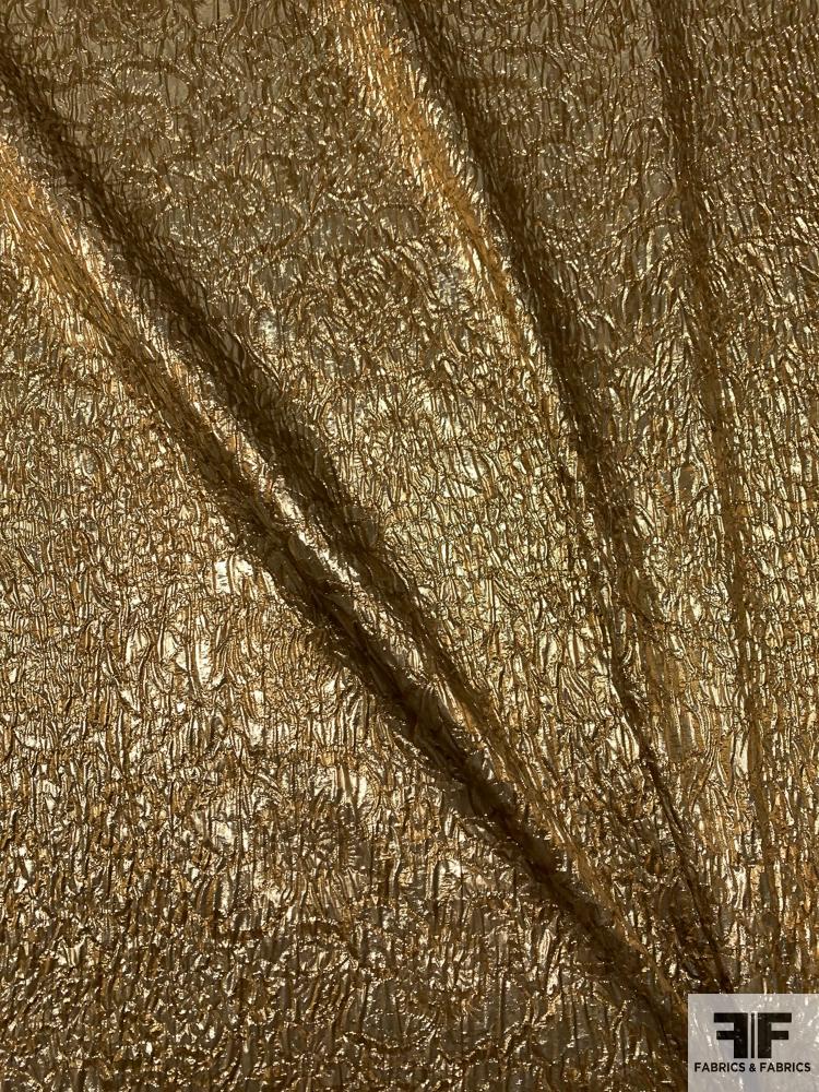 Oscar de la Renta Italian Textured Floral Silk Jacquard Lamé - Warm Gold