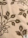 Floral Embroidered Cotton Canvas - Cream / Brown
