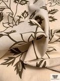 Floral Embroidered Cotton Canvas - Cream / Brown