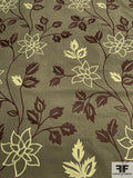 Floral Embroidered Cotton Canvas - Olive / Maroon