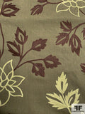 Floral Embroidered Cotton Canvas - Olive / Maroon