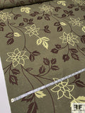 Floral Embroidered Cotton Canvas - Olive / Maroon