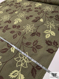 Floral Embroidered Cotton Canvas - Olive / Maroon