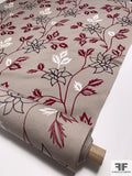 Floral Embroidered Cotton Canvas - Grey / Burgundy / Dusty Navy / Ivory